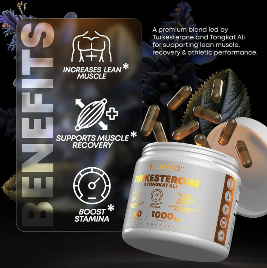 FLAVEO Turkesterone & Tongkat Ali Supplement - 1000mg