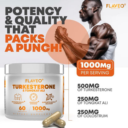 FLAVEO Turkesterone & Tongkat Ali Supplement - 1000mg