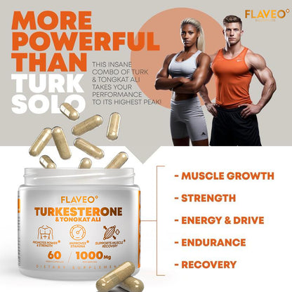 FLAVEO Turkesterone & Tongkat Ali Supplement - 1000mg